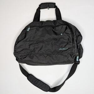 Eddie Bauer Black/Grey Blue Crossbody Duffle Gym Bag